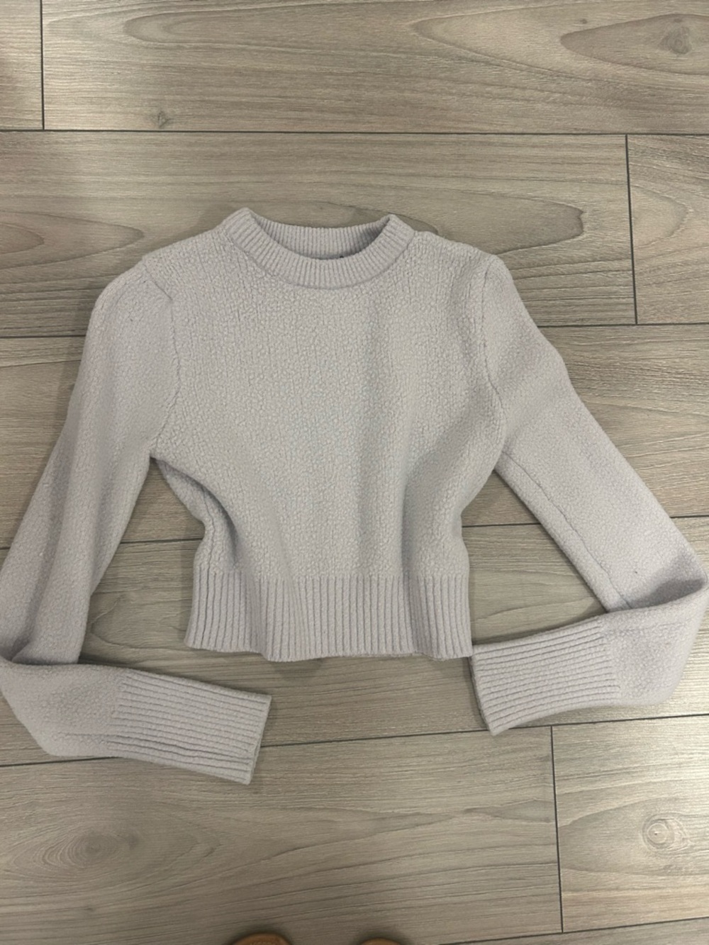 Cozy Cropped Crewneck Sweater - Light Lavender